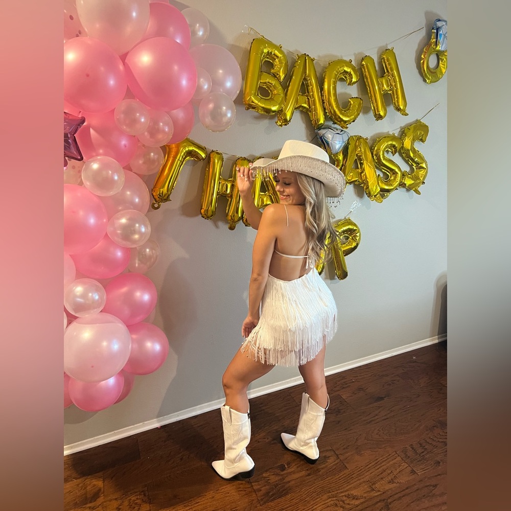 White fringe romper